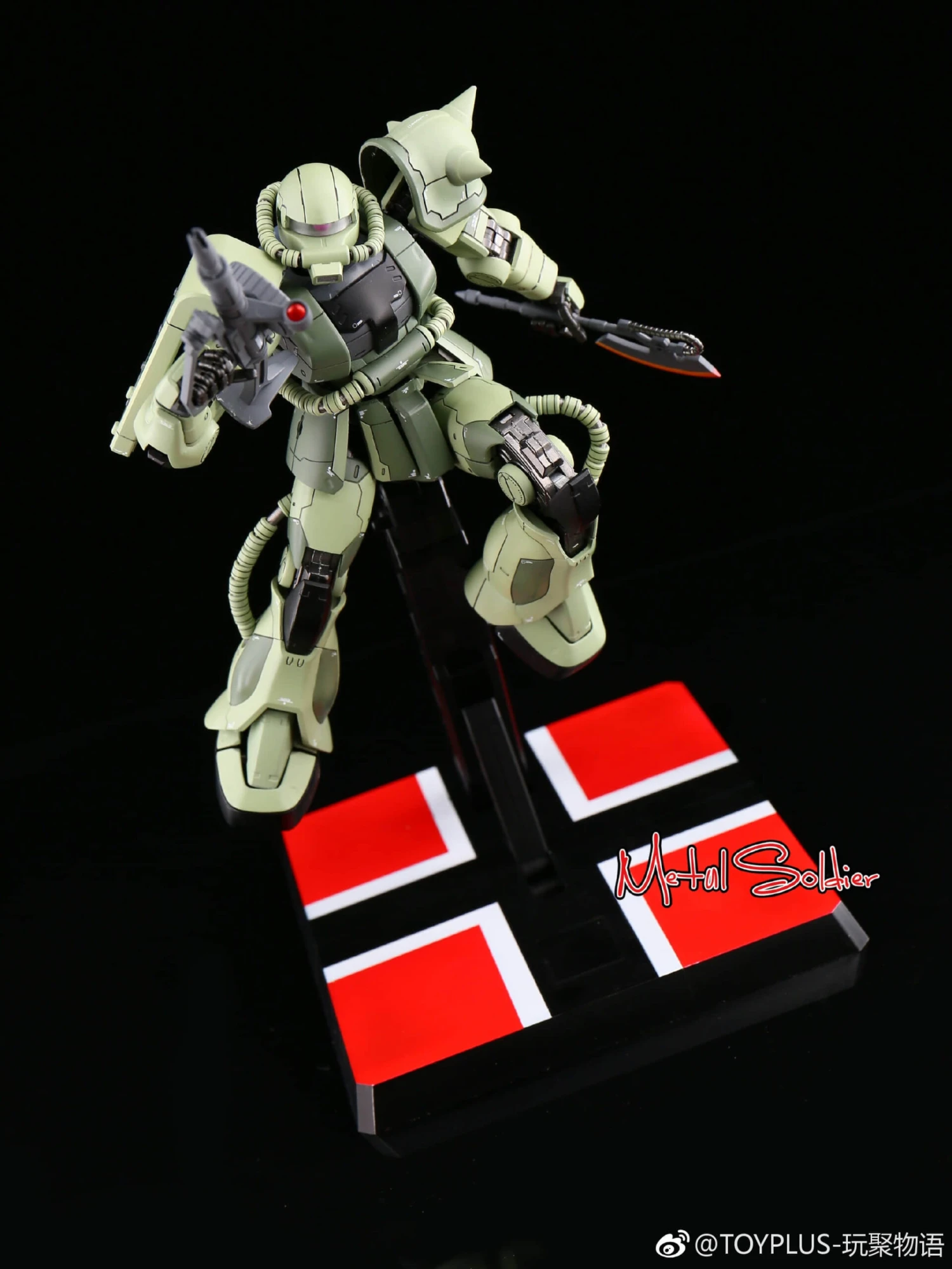 Metal Soldier 1/100 MS01 ZAKUII MS-01 MS-06 ZAKU2 Green Chogokin Metal Build - Image 11