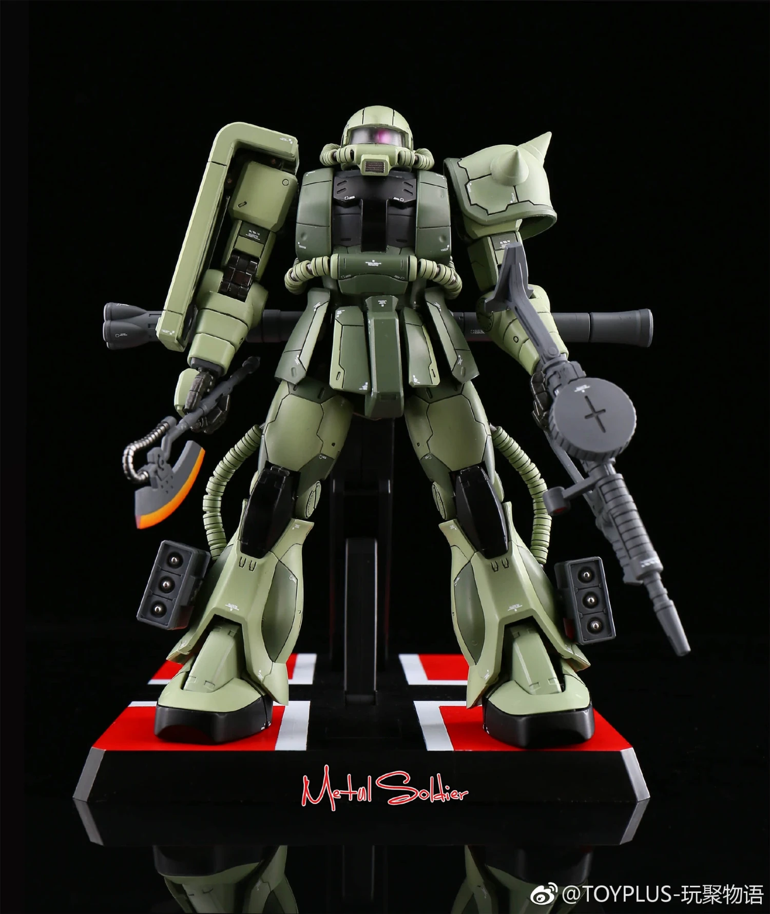 Metal Soldier 1/100 MS01 ZAKUII MS-01 MS-06 ZAKU2 Green Chogokin Metal Build - Image 6