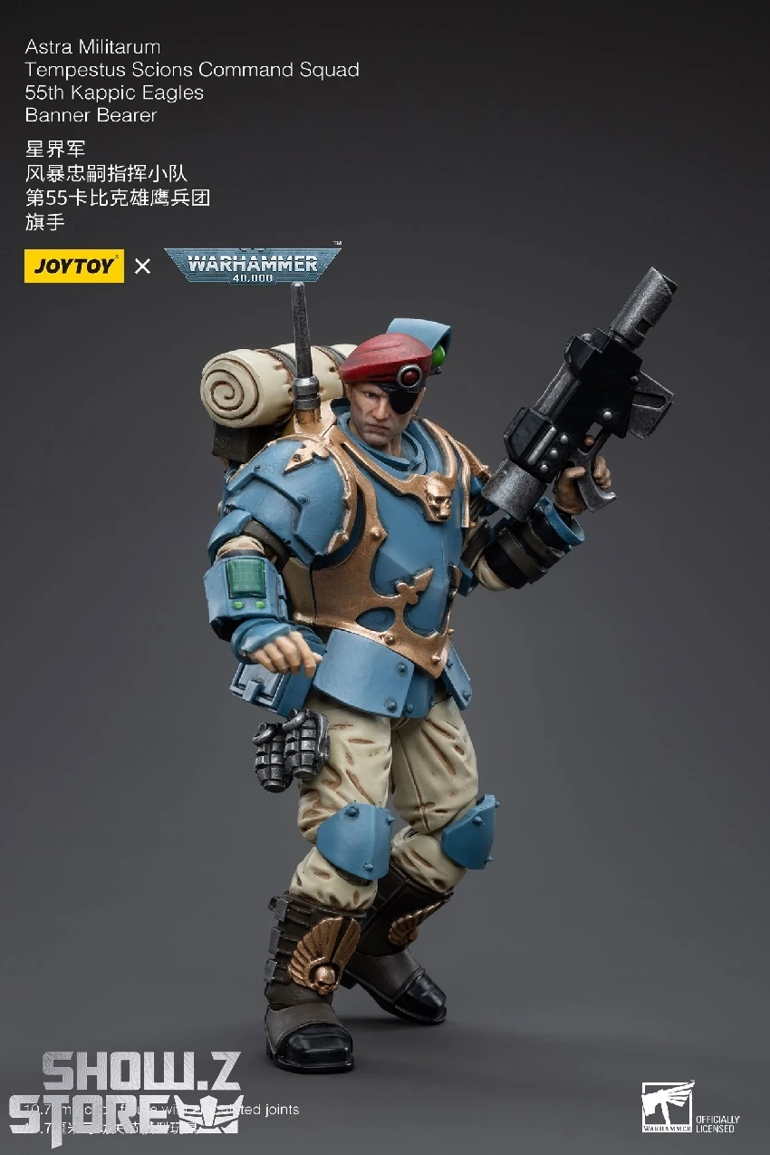 JoyToy Source 1/18 Warhammer 40K Astra Militarum Tempestus Scions Command Squad 55th Kappic Eagles Banner Bearer - Image 6